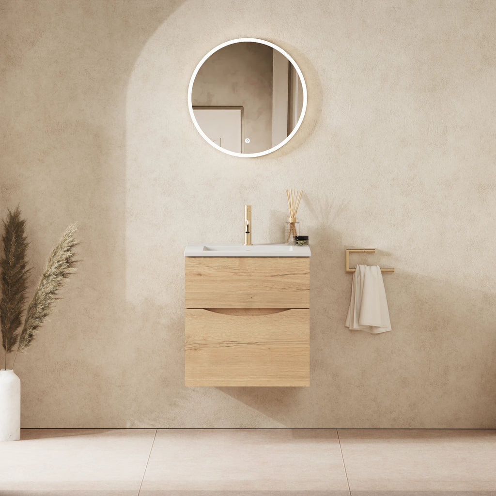 Crosswater Glide II 500 Double Drawer Unit with Basin in Windsor Oak with Ceramic, 1 Tap Hole