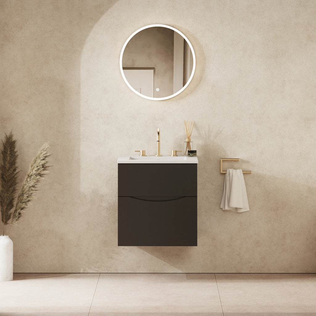Crosswater Glide II 500 Double Drawer Unit with Basin in Matt Black with Ceramic, 3 Tap Holes