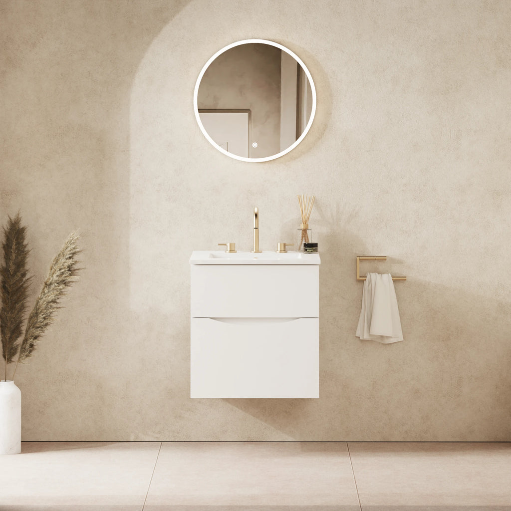 Crosswater Glide II 500 Double Drawer Unit with Basin in White Gloss with Ceramic, 3 Tap Holes