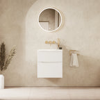 Crosswater Glide II 500 Double Drawer Unit with Basin in White Gloss with Ice White Glass, No Tap Hole