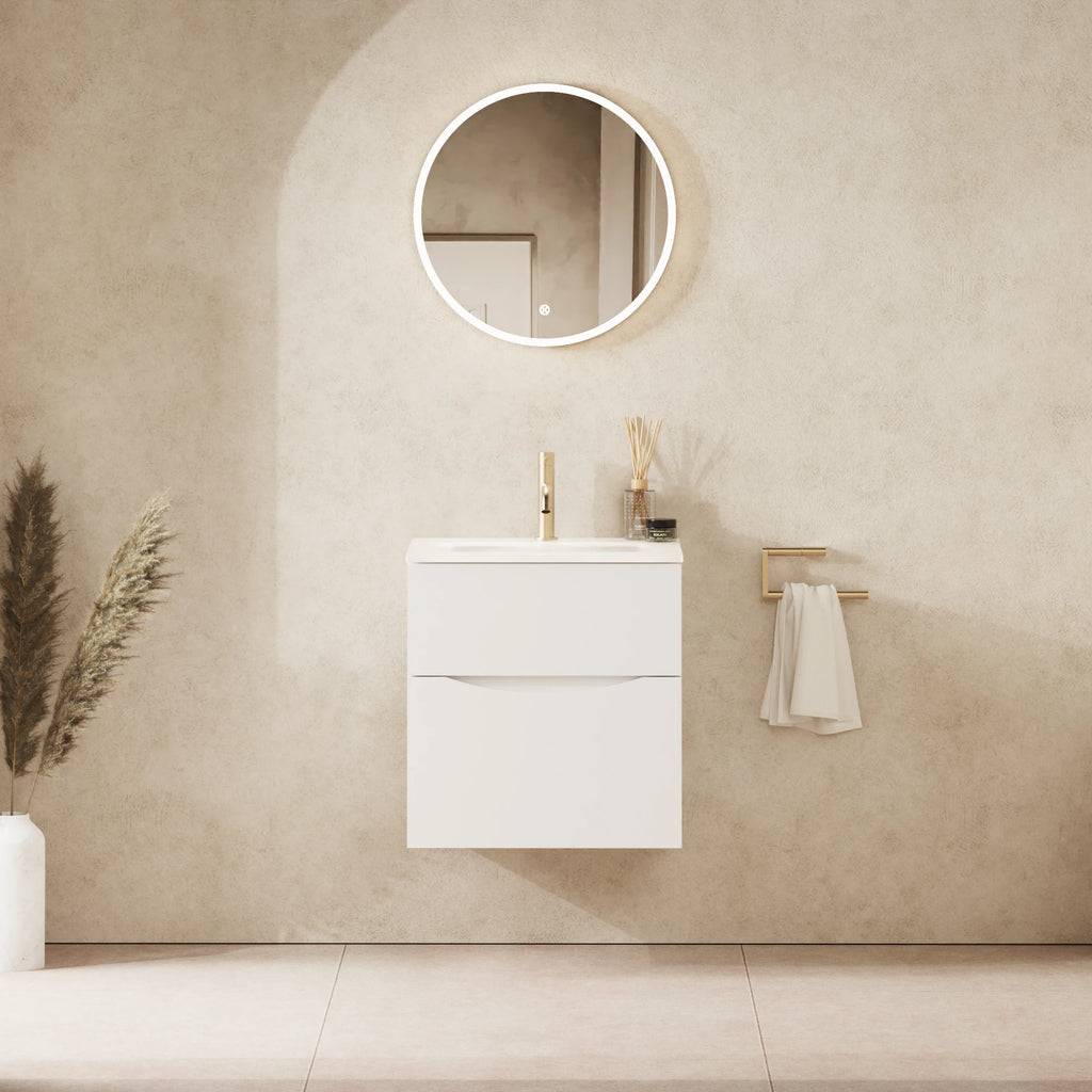 Crosswater Glide II 500 Double Drawer Unit with Basin in White Gloss with Ice White Glass, 1 Tap Hole