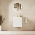 Crosswater Glide II 500 Double Drawer Unit with Basin in White Gloss with Ice White Glass, 1 Tap Hole