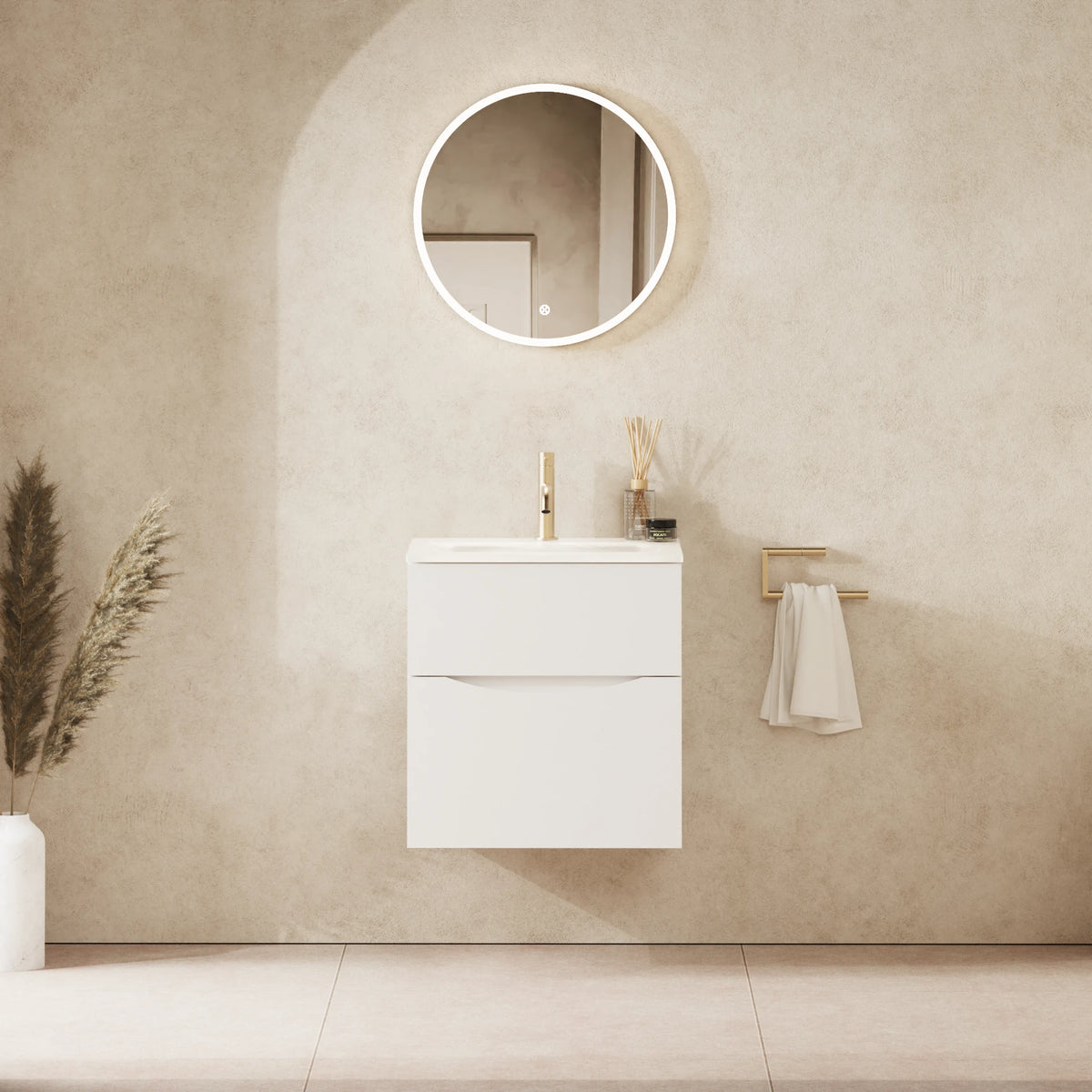 Crosswater Glide II 500 Double Drawer Unit with Basin in White Gloss with Ice White Glass, 1 Tap Hole