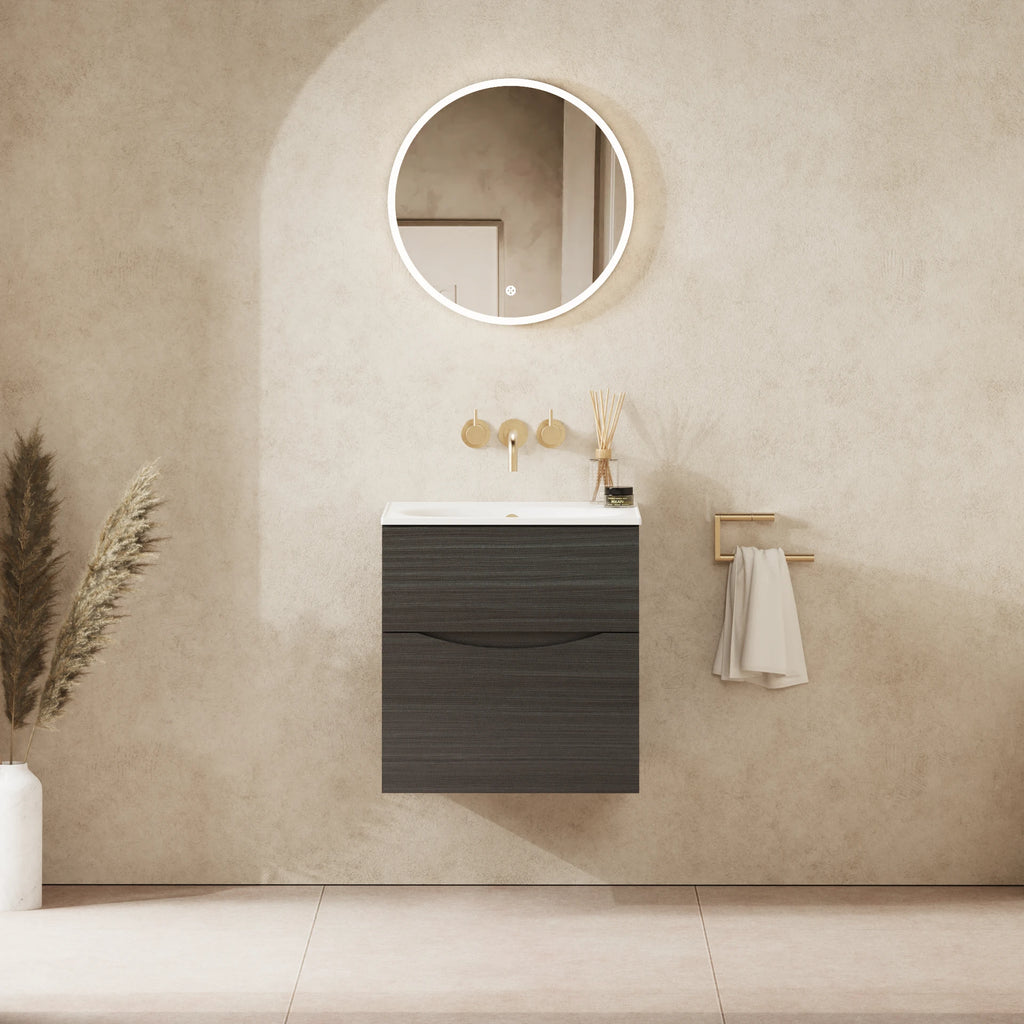 Crosswater Glide II 500 Double Drawer Unit with Basin in Steelwood with Cast Mineral Marble, No Tap Hole