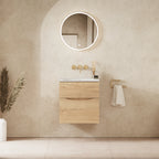 Crosswater Glide II 500 Double Drawer Unit with Basin in Windsor Oak with Matt White, No Tap Hole