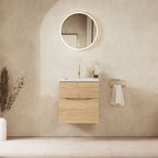 Crosswater Glide II 500 Double Drawer Unit with Basin in Windsor Oak with Matt White, 1 Tap Hole