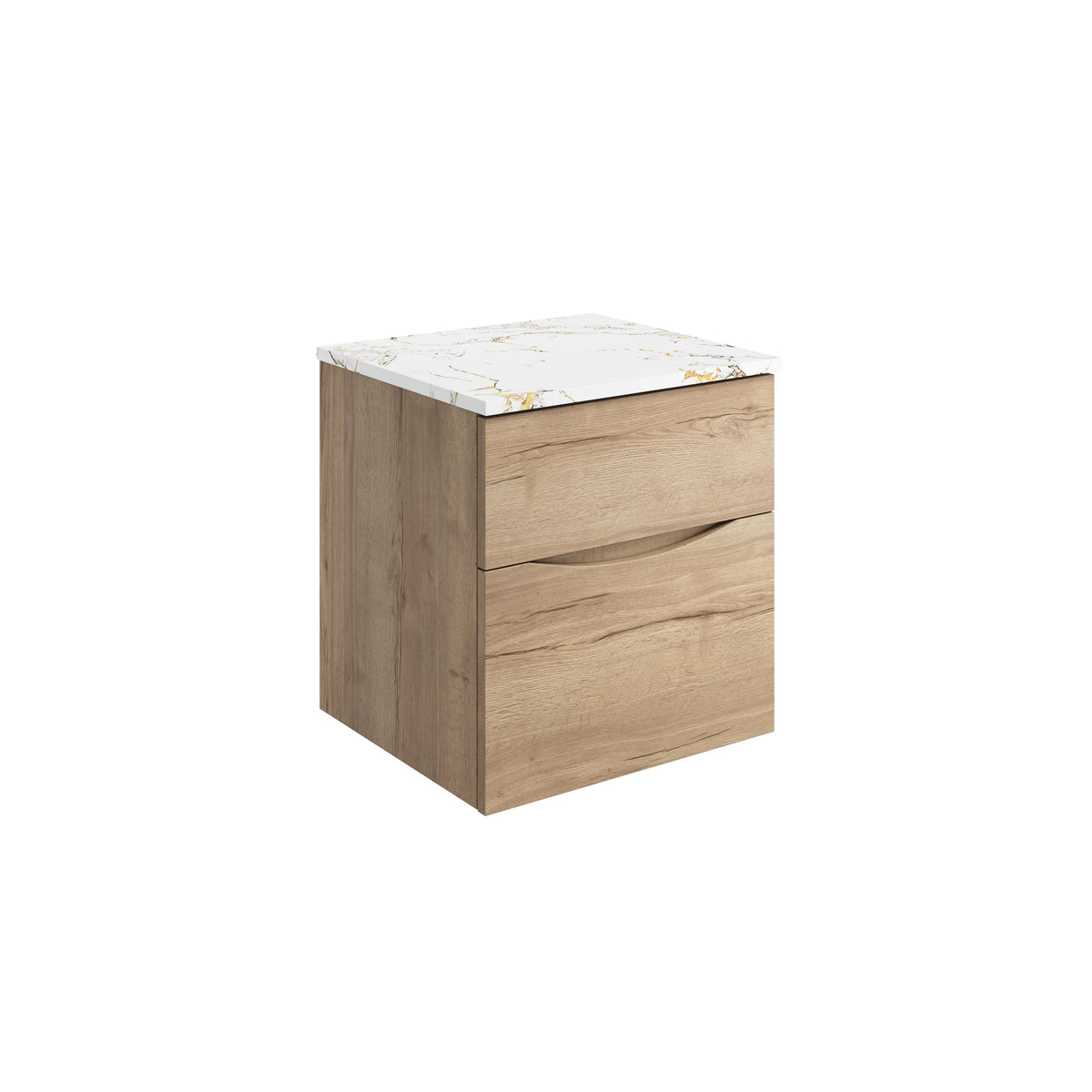 Crosswater Glide II 500 Double Drawer Unit with Worktop in Windsor Oak with Gold Vein Estatuario