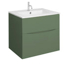 Crosswater Glide II 600 Double Drawer Unit with Basin in Sage Green with Ceramic, 1 Tap Hole