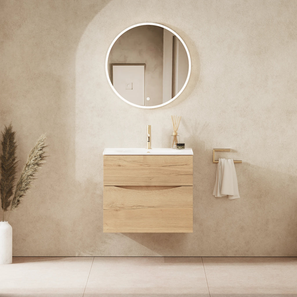Crosswater Glide II 600 Double Drawer Unit with Basin in Windsor Oak with Ceramic, 1 Tap Hole
