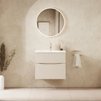 Crosswater Glide II 600 Double Drawer Unit with Basin in Warm Stone with Ceramic, 1 Tap Hole