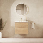 Crosswater Glide II 600 Double Drawer Unit with Basin in Windsor Oak with Ceramic, 3 Tap Holes