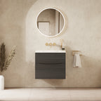 Crosswater Glide II 600 Double Drawer Unit with Basin in Steelwood with Ice White Glass, No Tap Hole