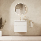 Crosswater Glide II 600 Double Drawer Unit with Basin in White Gloss with Cast Mineral Marble, 1 Tap Hole