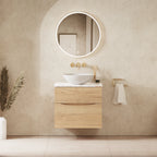 Crosswater Glide II 600 Double Drawer Unit with Worktop in Windsor Oak with Gold Vein Estatuario