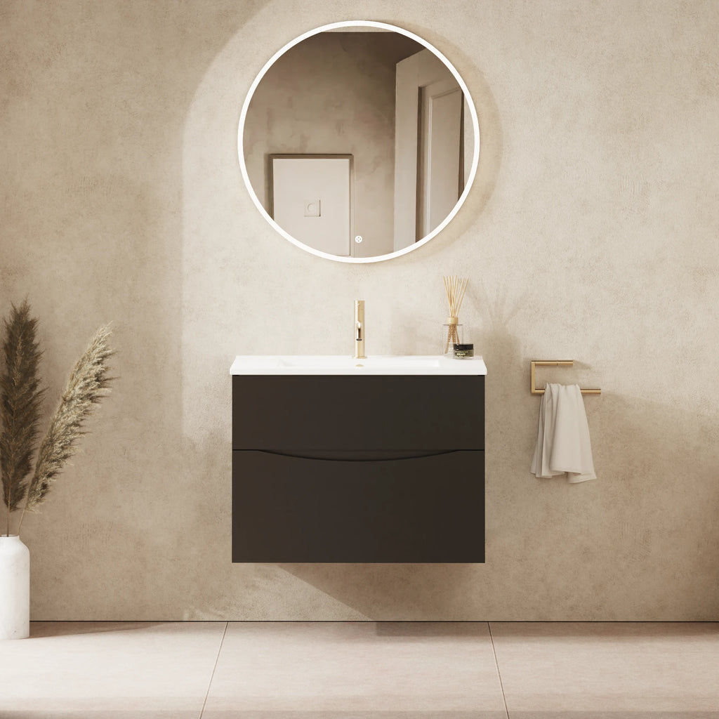 Crosswater Glide II 700 Double Drawer Unit with Basin in Matt Black with Ceramic, 1 Tap Hole