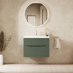Crosswater Glide II 700 Double Drawer Unit with Basin in Sage Green with Ceramic, 1 Tap Hole