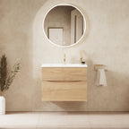 Crosswater Glide II 700 Double Drawer Unit with Basin in Windsor Oak with Ceramic, 1 Tap Hole
