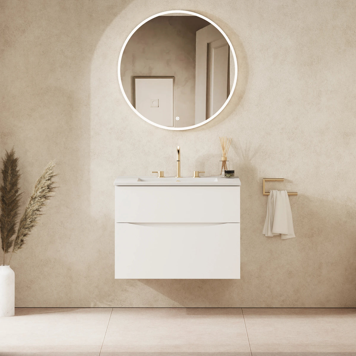 Crosswater Glide II 700 Double Drawer Unit with Basin in White Gloss with Ceramic, 3 Tap Holes