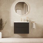 Crosswater Glide II 700 Double Drawer Unit with Basin in Matt Black with Ice White Glass, 1 Tap Hole