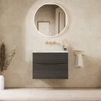Crosswater Glide II 700 Double Drawer Unit with Basin in Steelwood with Matt White, No Tap Hole