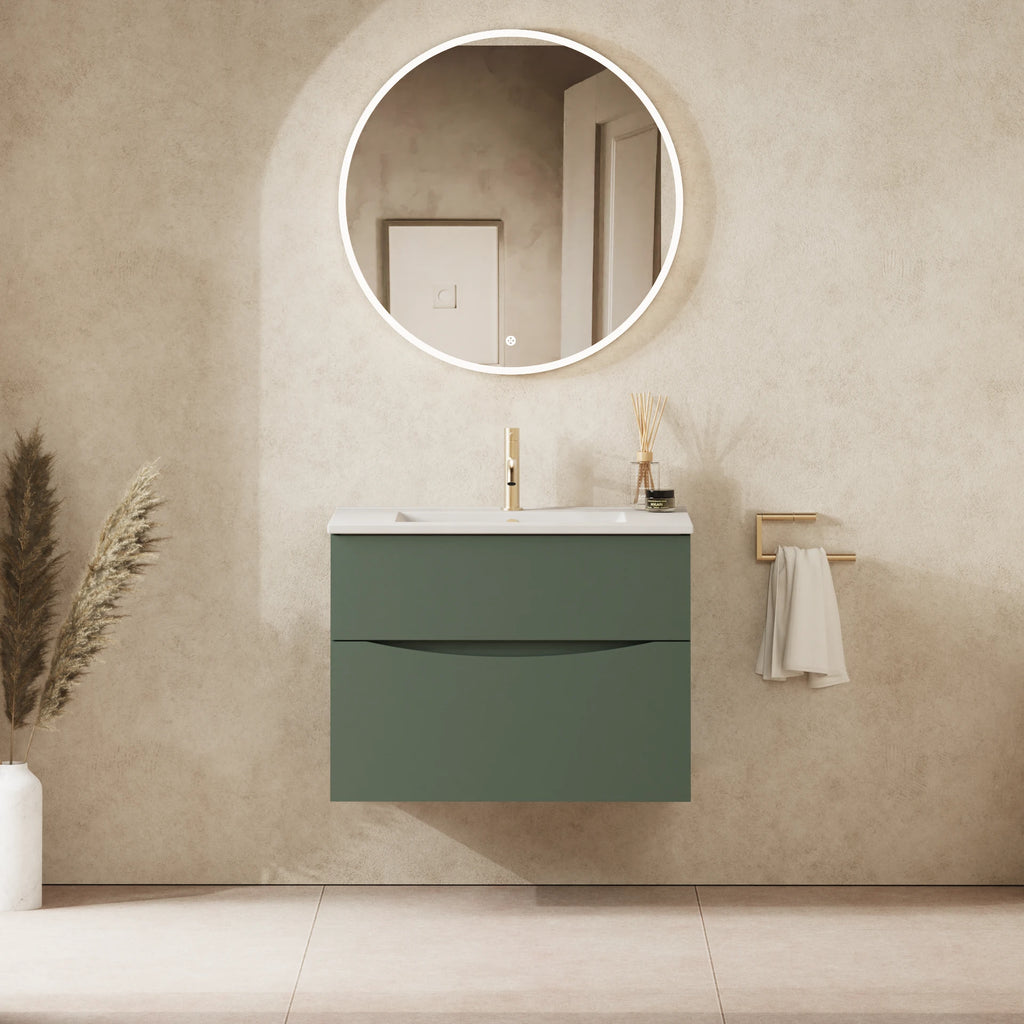 Crosswater Glide II 700 Double Drawer Unit with Basin in Sage Green with Matt White, 1 Tap Hole