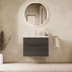 Crosswater Glide II 700 Double Drawer Unit with Basin in Steelwood with Matt White, 1 Tap Hole