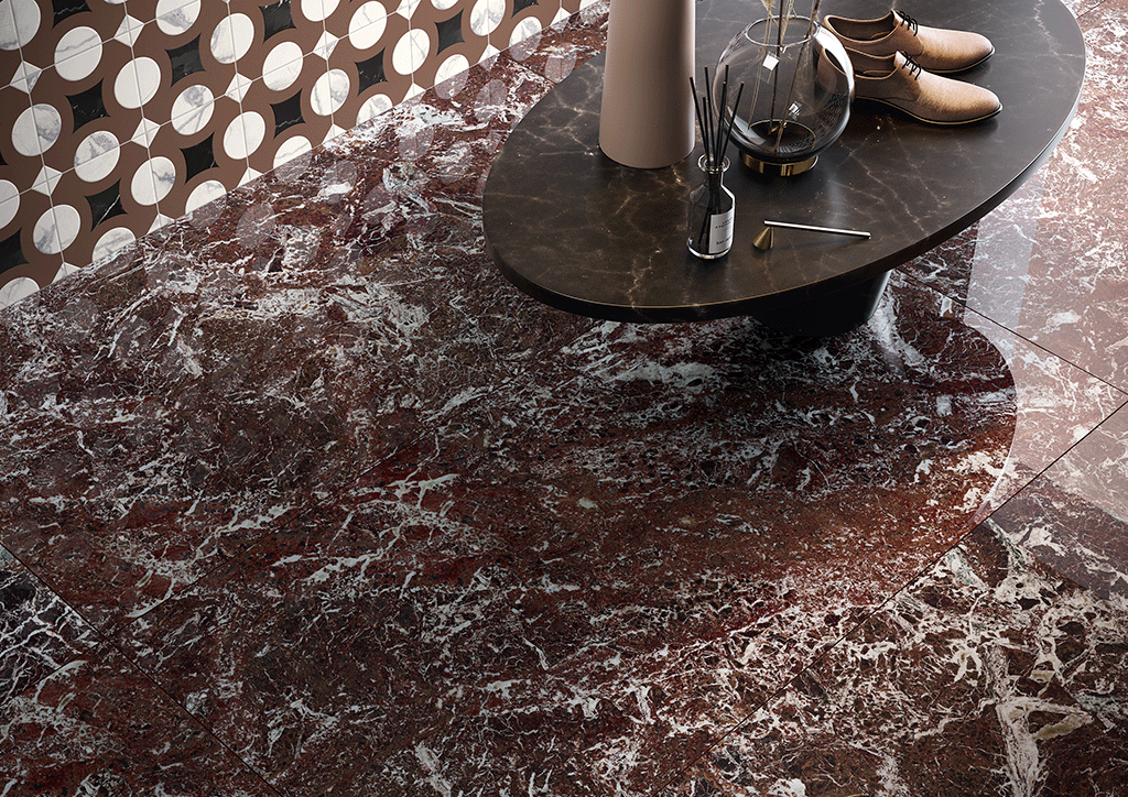 Fioranese Marmorea Intensa Rosso Levanto 74x148 marble-effect lifestyle