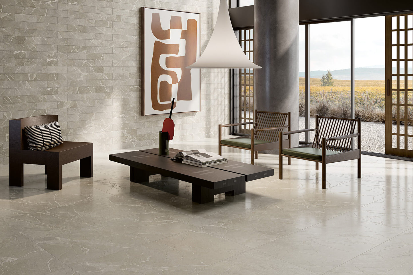Medicea Grigio floor and brick wall