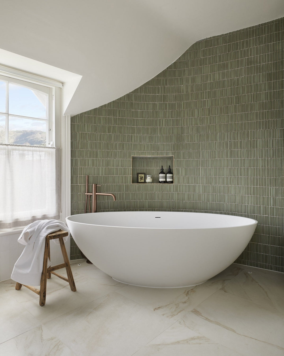 Ca’ Pietra Bamboo Lustre Porcelain Mosaic Avocado — official gallery image 1