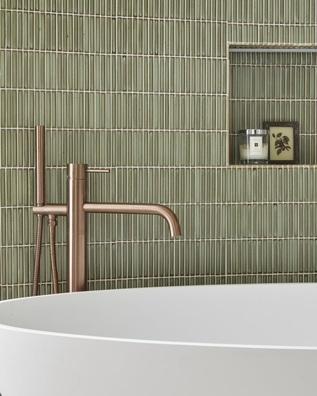 Ca’ Pietra Bamboo Lustre Porcelain Mosaic Avocado — official gallery image 3