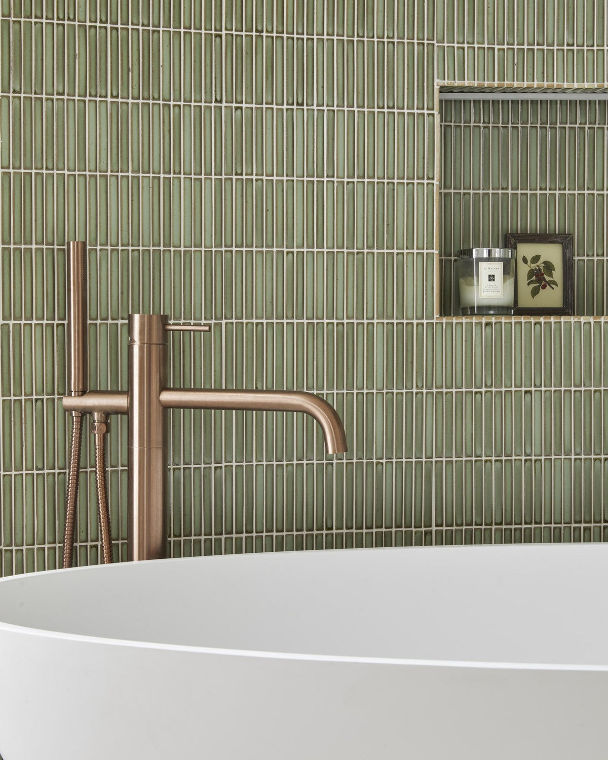 Ca’ Pietra Bamboo Lustre Porcelain Mosaic Avocado — official gallery image 3
