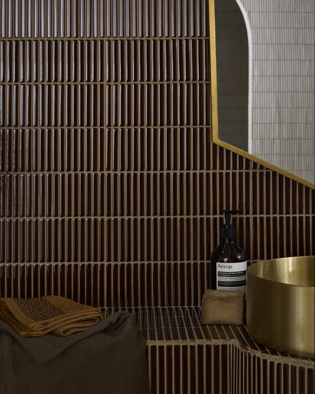 Ca’ Pietra Bamboo Porcelain Mosaic Caramel — official gallery image 3