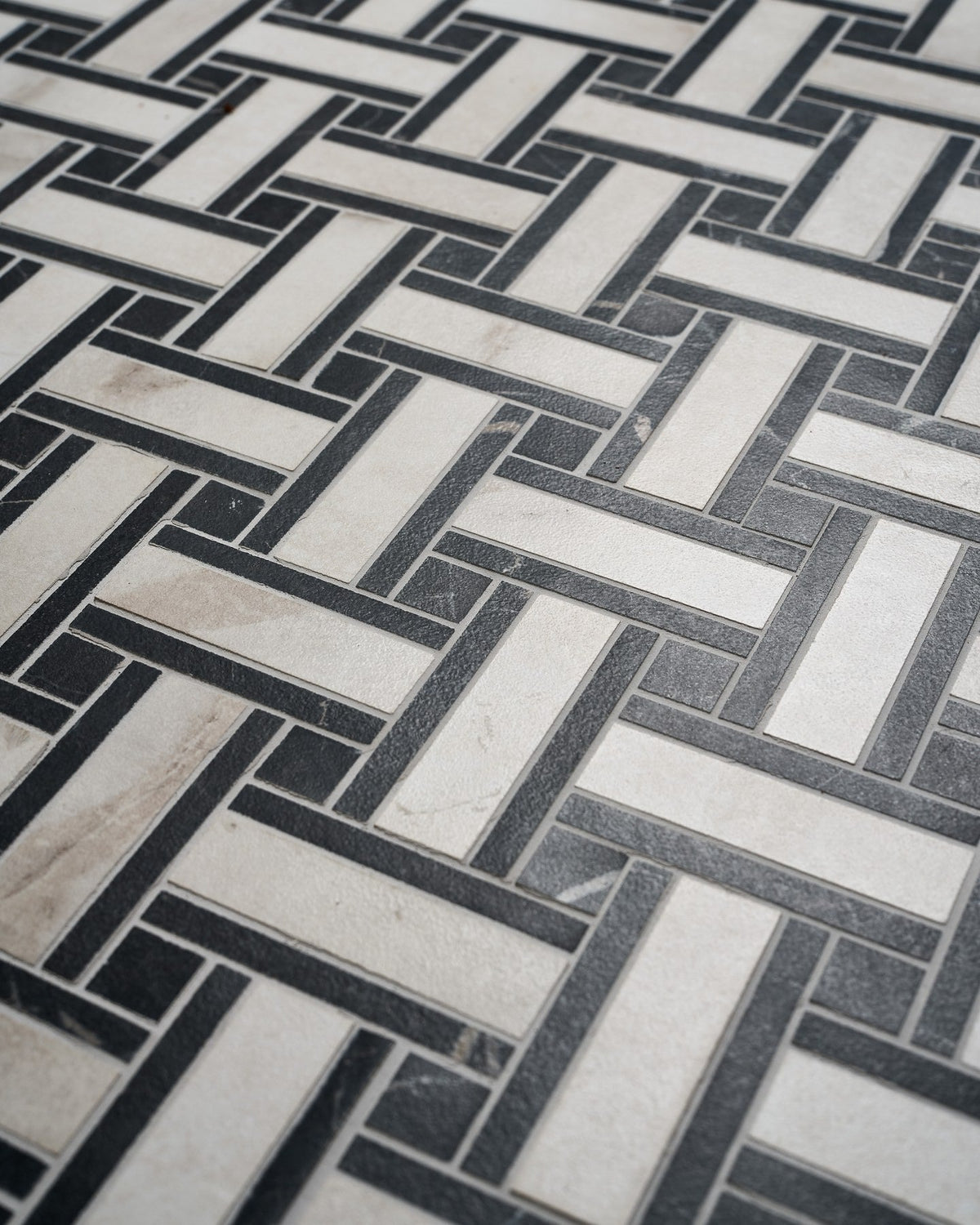 Ca’ Pietra East Village Porcelain Basketweave Mosaic Bianco — official gallery image 4