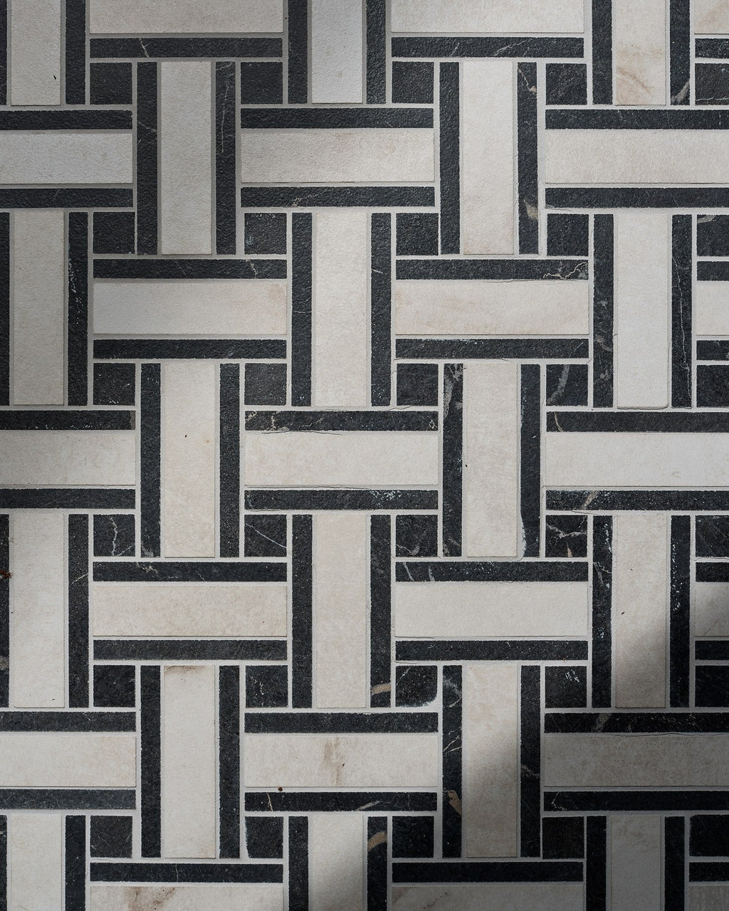 Ca’ Pietra East Village Porcelain Basketweave Mosaic Bianco — official gallery image 5