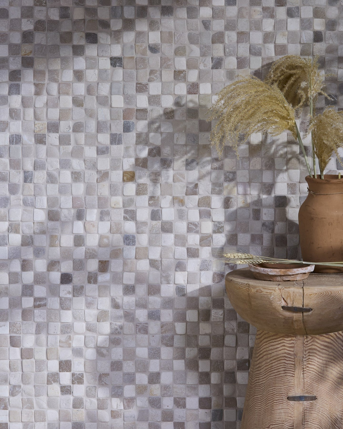 Ca’ Pietra Enso Cobble Mosaic Sand & Chalk Chess — official gallery image 1