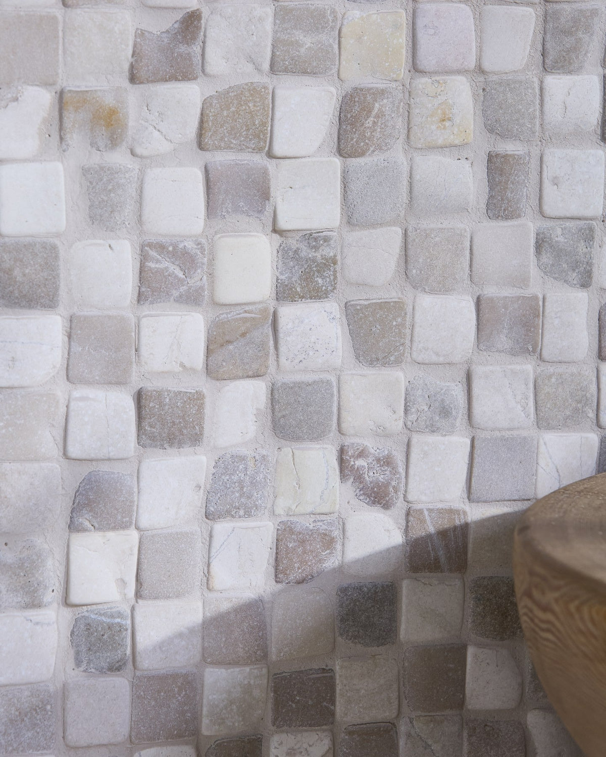 Ca’ Pietra Enso Cobble Mosaic Sand & Chalk Chess — official gallery image 3