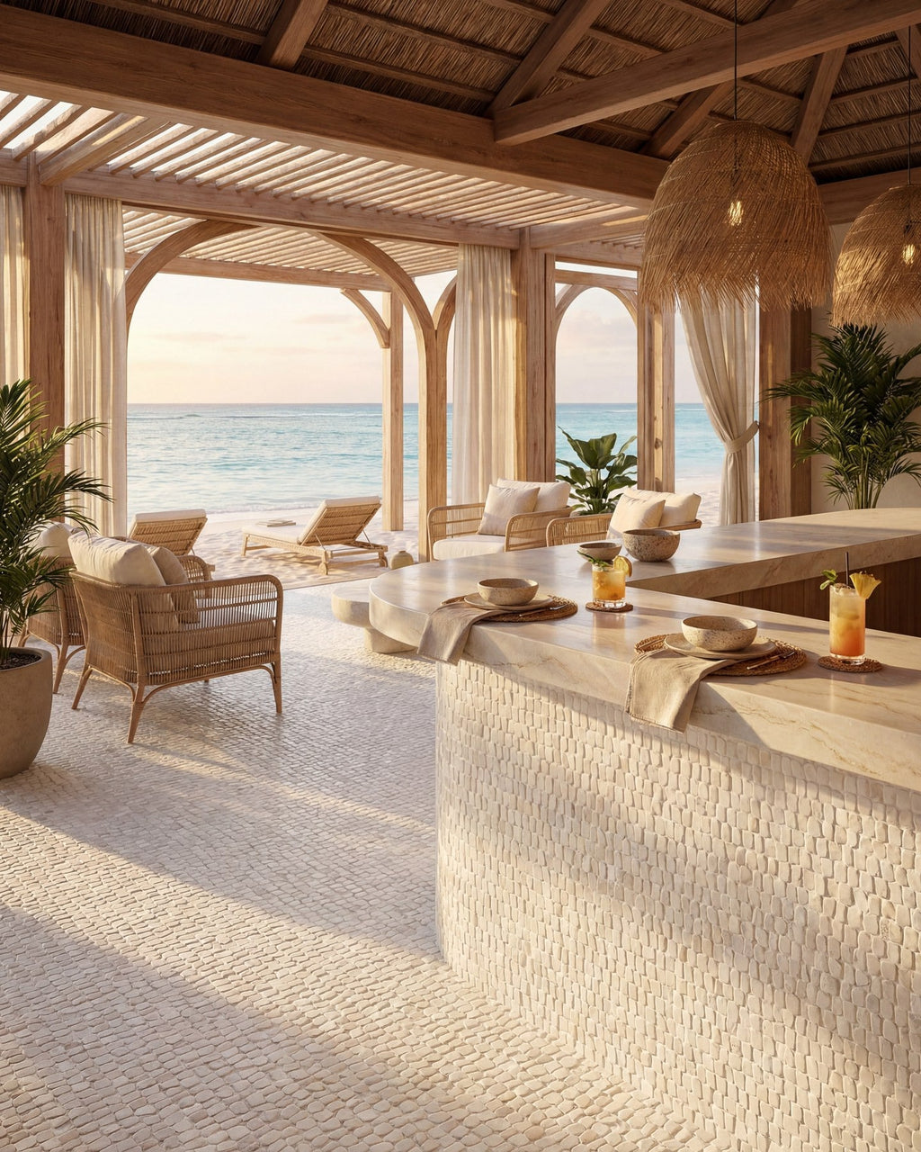 Ca’ Pietra Enso Cobble Mosaic Strip Chalk — official gallery image 9