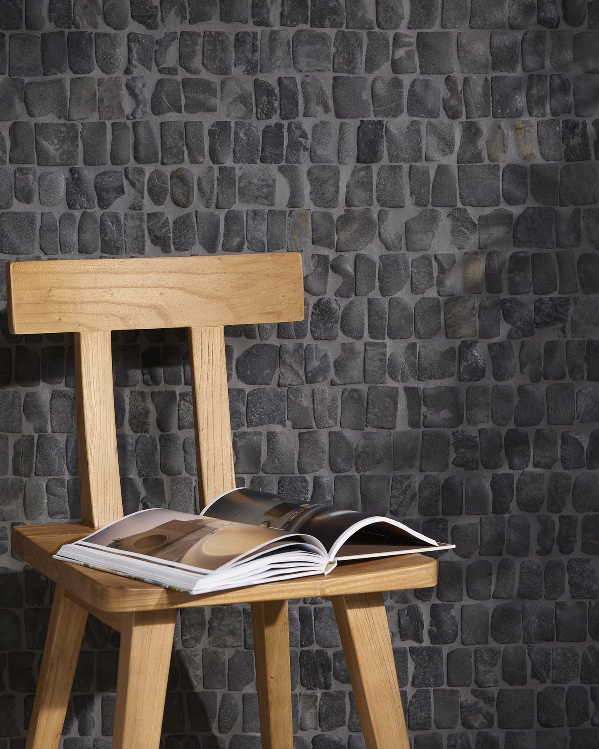 Ca’ Pietra Enso Cobble Mosaic Strip Charcoal — official gallery image 4