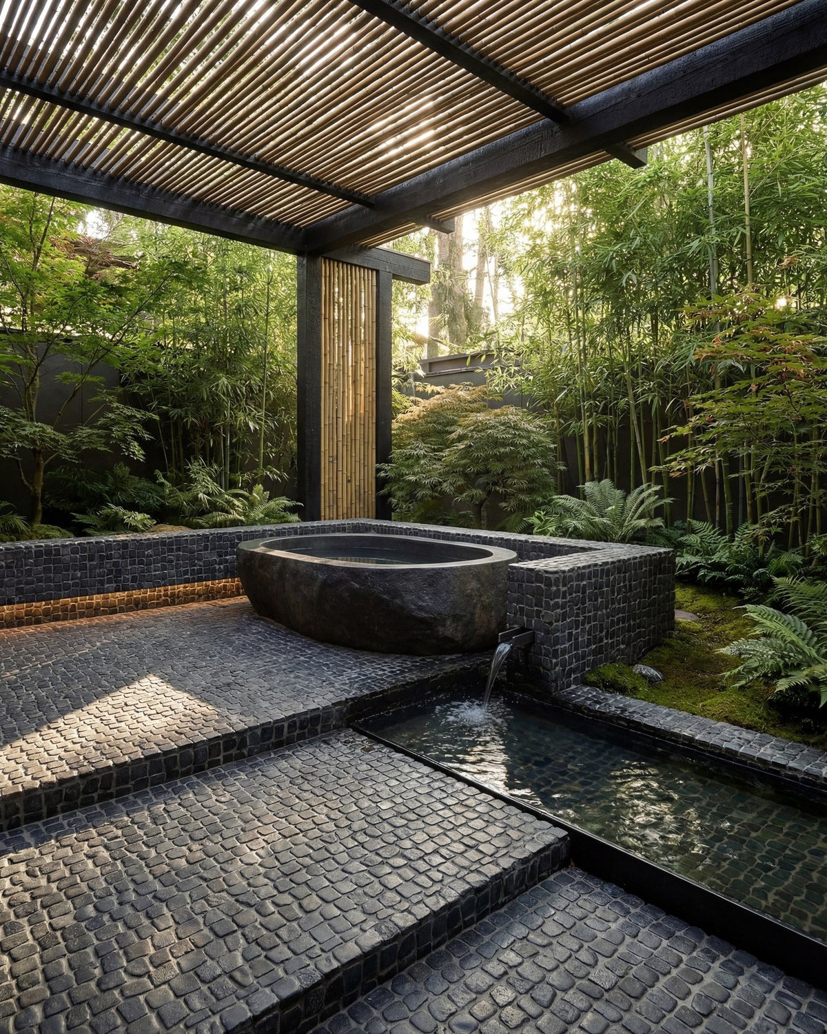 Ca’ Pietra Enso Cobble Mosaic Strip Charcoal — official gallery image 5