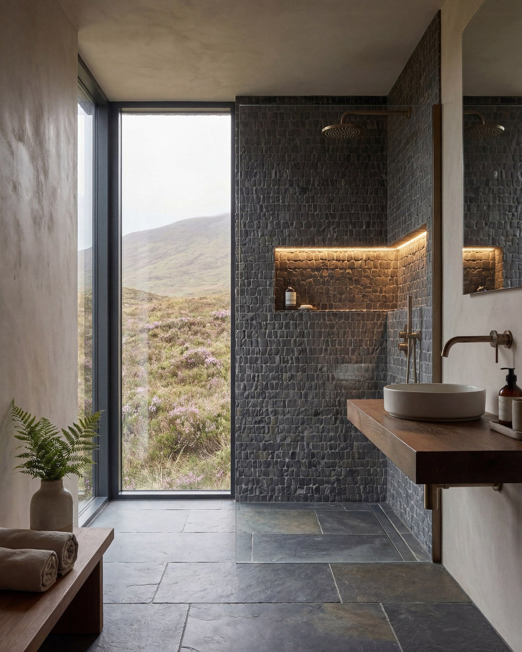 Ca’ Pietra Enso Cobble Mosaic Strip Charcoal — official gallery image 6