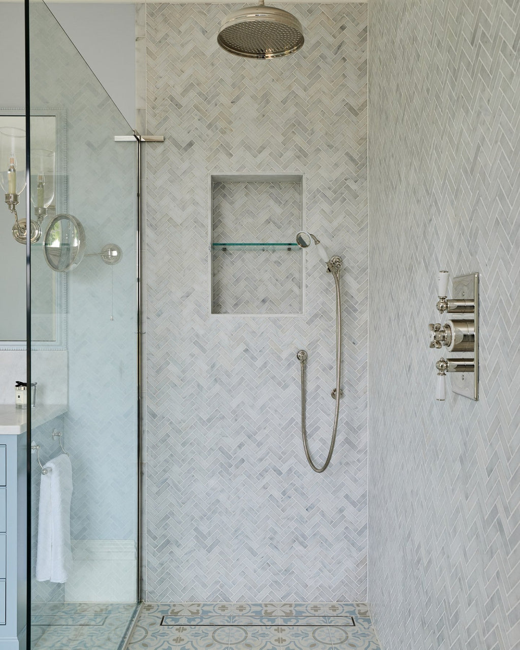 Ca’ Pietra Long Island Marble Herringbone Mosaic — official gallery image 1