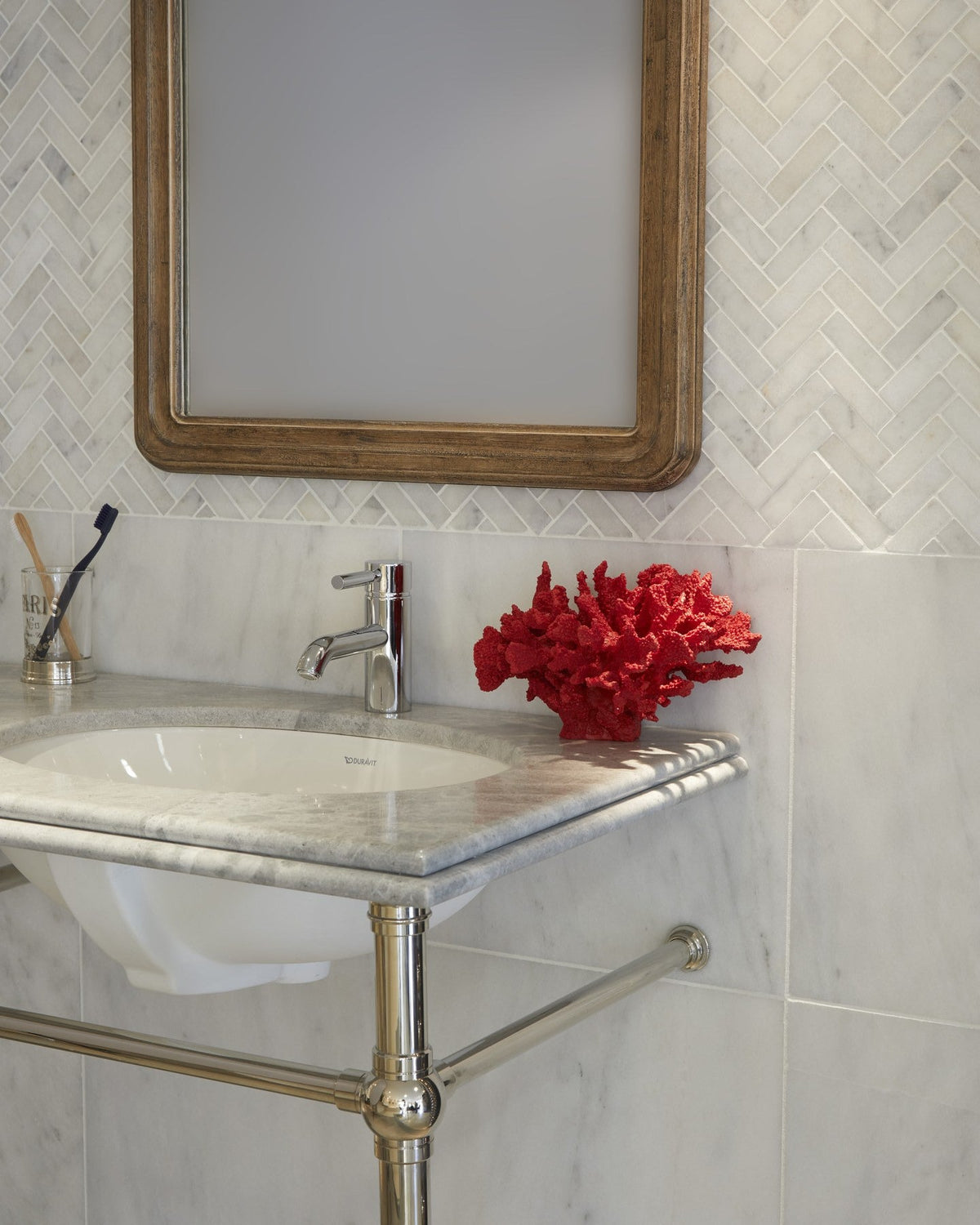 Ca’ Pietra Long Island Marble Herringbone Mosaic — official gallery image 5