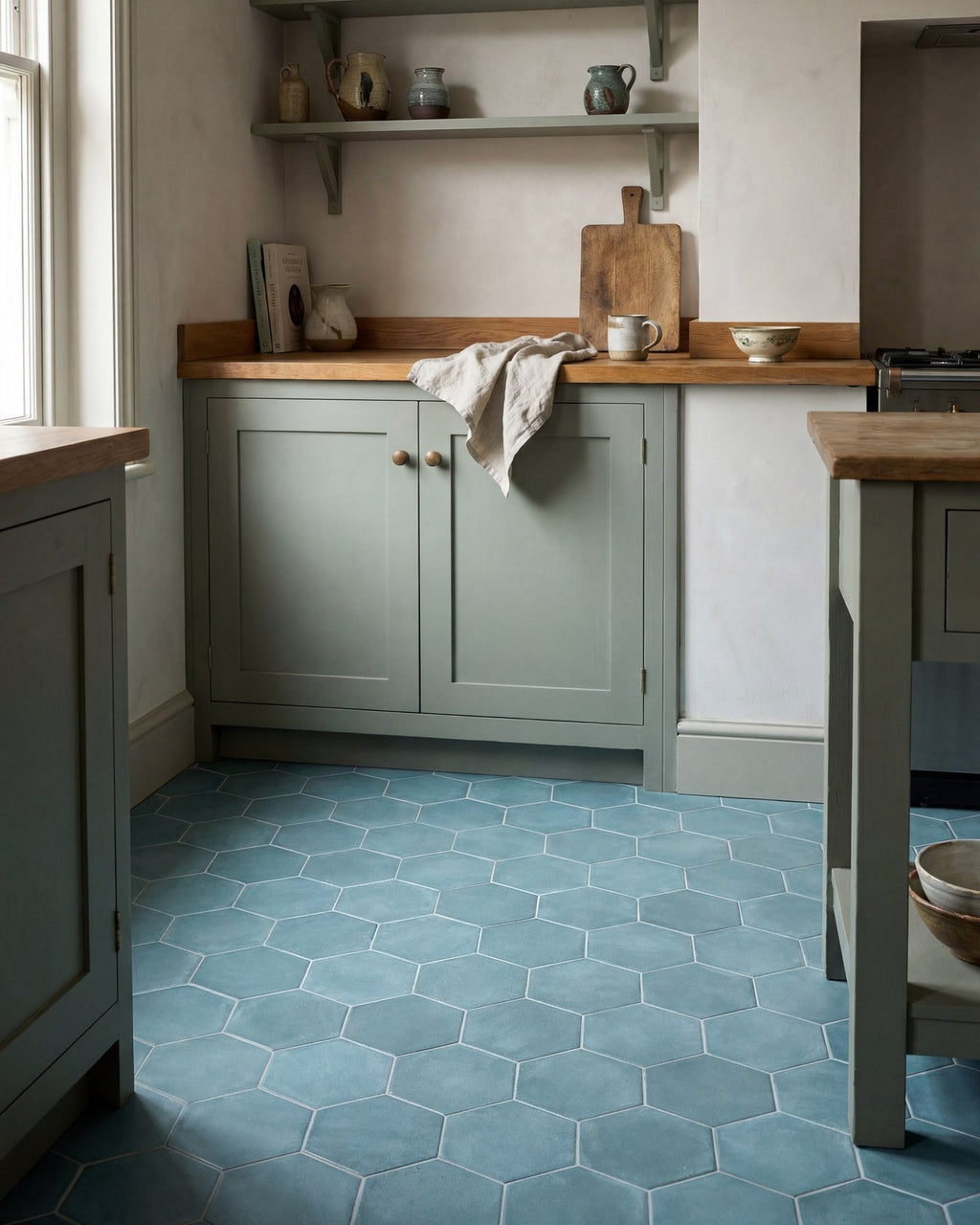 Ca’ Pietra Medina Hexagon Porcelain Salvia — official gallery image 1