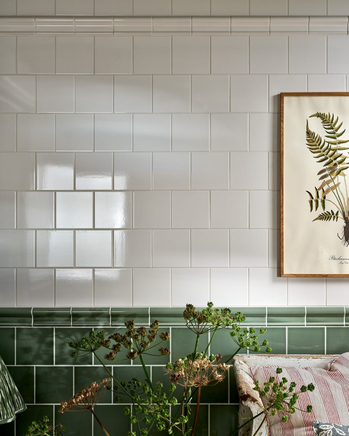 Ca’ Pietra Victorian Style™ Wall Ceramic Cabbage Green Dado — official gallery image 4
