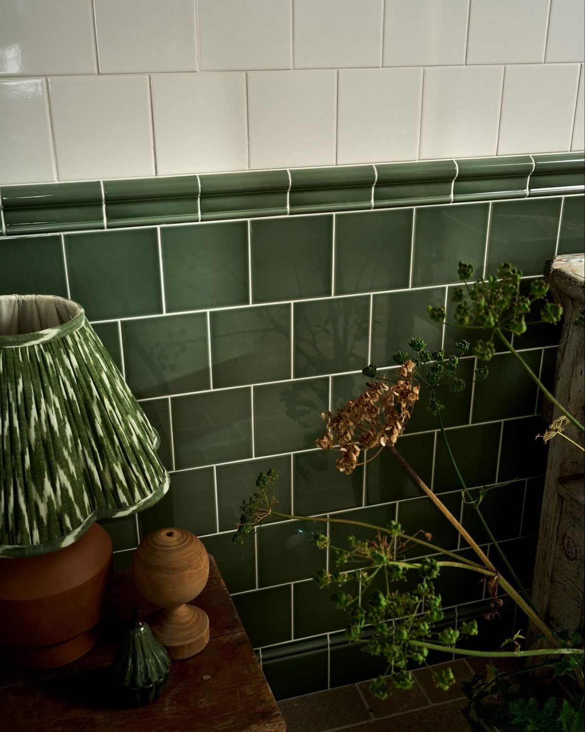 Ca’ Pietra Victorian Style™ Wall Ceramic Cabbage Green Dado — official gallery image 6