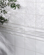 Ca’ Pietra Victorian Style™ Wall Ceramic Hampton Court Vines Cotton White Gloss — official gallery image 6