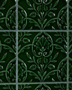 Ca’ Pietra Victorian Style™ Wall Ceramic Hampton Court Vines Olive Green Gloss — official gallery image 1