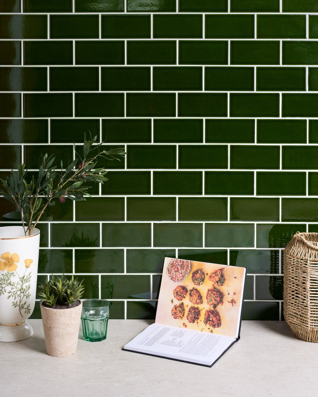 Ca’ Pietra Victorian Style™ Wall Ceramic Olive Green Metro Crackle Glaze — official gallery image 1
