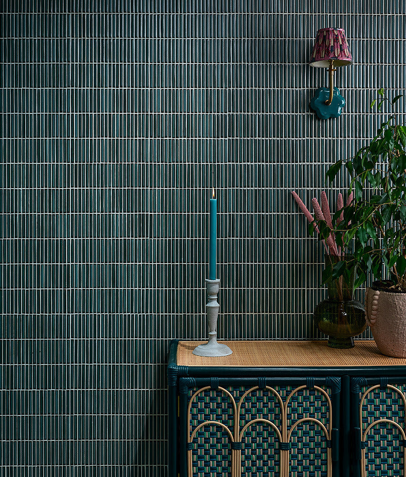 Ca’ Pietra Bamboo Lustre Porcelain Mosaic Teal — official gallery image 1