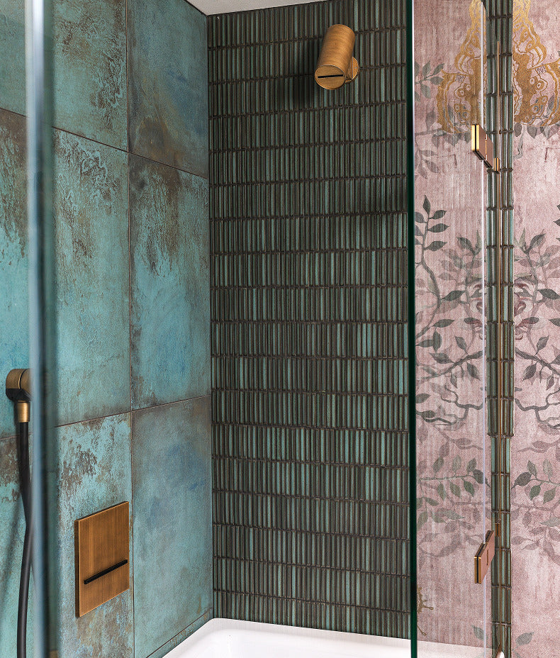 Ca’ Pietra Bamboo Lustre Porcelain Mosaic Teal — official gallery image 4